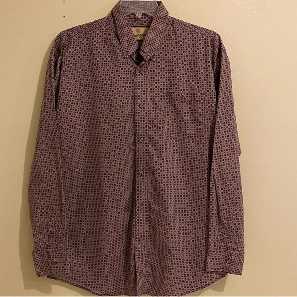 Wrangler Men L Cowboy Western Shirt Multicolor Geometric Long Sleeve - Picture 1 of 10